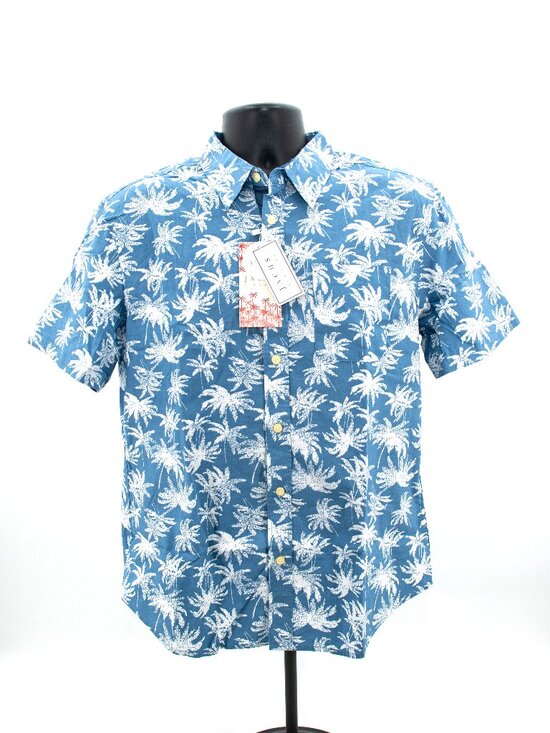 Jachs Ny Other - Jach's Button-up Short-sleeve Shirt | Blue & White Print | Men's MEDIUM